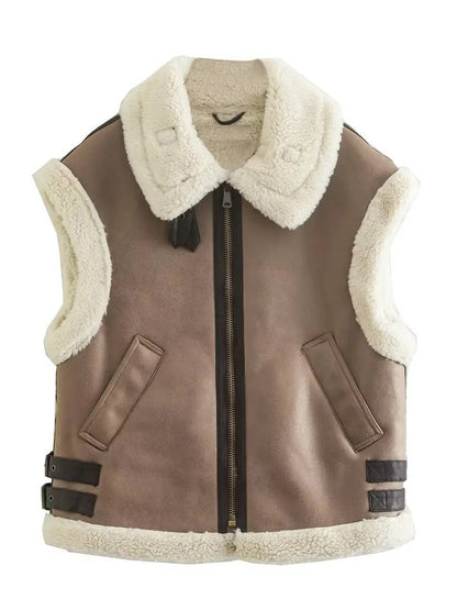 Coco  | Gilet en daim sans manche avec doublure Polaire