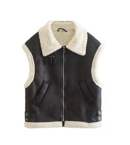 Coco  | Gilet en daim sans manche avec doublure Polaire